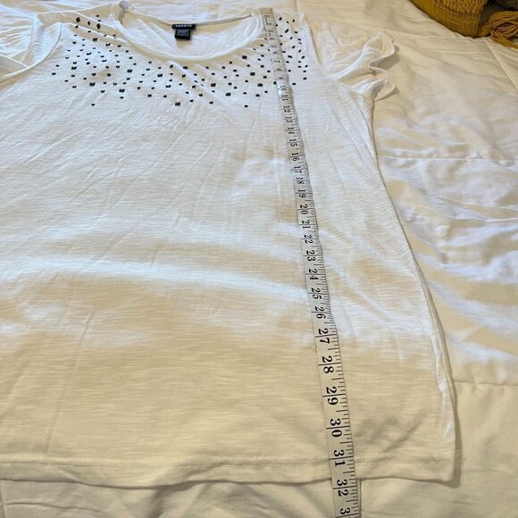 Torrid top womens white with blings dark brown, size 2(SALE) - Picture 6 of 10